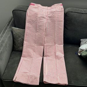 Pin striped pants.